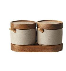 Recipiente con tapa de madera para cocina, café, granos, té, cereales, azúcar, galletas, almacenamiento de alimentos metálico - Product Image 3