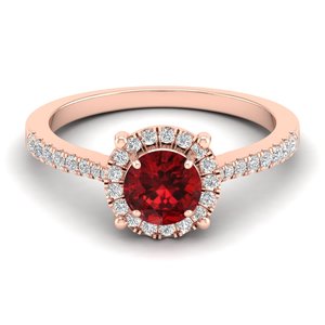 REYES Premium Quality 14K Solid Gold IGI Certified Diamond Halo <b>Ring</b> Round Brilliant Cut 0.84 Carat <b>Garnet</b> Gemstone Fine Jewelry - Product Image 6