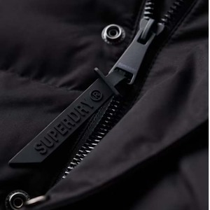 Veste matelassée à capuche pour homme, hiver, noire, couleur unie, manches longues, épaisse, coupe-vent, fermeture éclair, coupe classique - Product Image 5