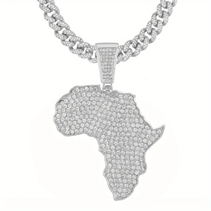 Collier ras du cou pour homme Briva Jewels en or 14 carats plaqué or avec pendentif carte du monde en moissanite, chaîne cubaine, certifié IGI, cadeau - Product Image 2