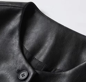 Women <b>Leather</b> <b>Vest</b> Designed With Soft <b>Leather</b> Fabric Durable Sleeveless Construction Comfortable Fit Front Zipper Closure - Product Image 2