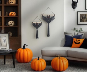 Black Bat Shape Macrame Wall Hanging Suitable For Halloween Party <b>Decor</b> Gothic Style Handmade Wall Art Wholesale From India - Product Image 6