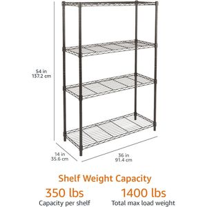 Scaffale in Acciaio a 4 Ripiani, Resistente, Regolabile, per Garage, Capacità 350 Libbre per Ripiano, Montaggio Facile Senza Attrezzi - Product Image 2