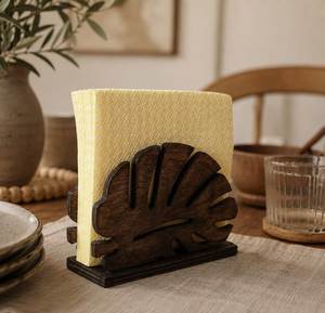 Wooden Tissue <b>Box</b> Holder With <b>Floral</b> Design Free Standing Decorative Stand - Product Image 2