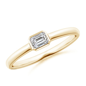 แหวนหมั้นเพชรทรงเหลี่ยมมรกตสังเคราะห์แบบฝังขอบทองคำ 10K/14K/18K และเงิน 925/935 พร้อมใบรับรอง IGI - Product Image 1