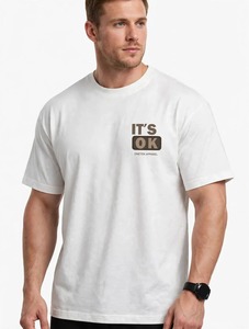 T-shirt bianca a maniche corte <span class=keywords><strong>da</strong></span> <span class=keywords><strong>uomo</strong></span> di Oneten Apparel con stampa It's Ok Sign e scollo a O - Product Image 6