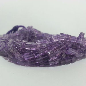 Perles en pierre d'améthyste violette naturelle lisse de 4 mm et 6 mm, en forme de cube, certifiées IGI, véritables pierres pour bijoux, disponibles en ligne sur Alibaba - Product Image 3