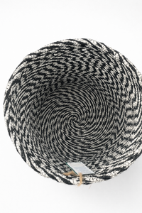 ZORA Handmade Rafia Rope <b>Basket</b> with Sewing Jute Technique Black White Woven Storage <b>Basket</b> Decorative Organizer for Home Decor - Product Image 2