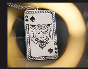 Collier pendentif carte tigre en argent sterling 925, breloque rectangulaire sertie de pierres, bijoux personnalisés gravés pour soirée - Product Image 4