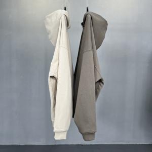 Sweat-shirt à capuche vintage gris foncé 360 g/m² avec fermeture éclair 1/4, coupe ample, chaud, pour homme, personnalisable - Product Image 2