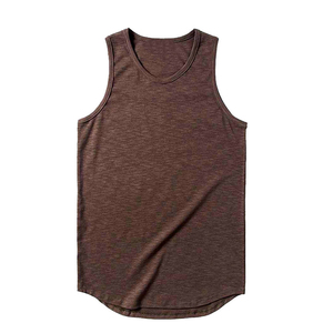 เสื้อกล้ามออกกำลังกายผู้ชาย ผ้าฝ้าย 100% สวมใส่สบาย ดีไซน์สีแดงเลือดหมูและสีดำ เสื้อยืดแขนกุดผู้ชาย เสื้อกล้ามผู้ชาย - Product Image 2