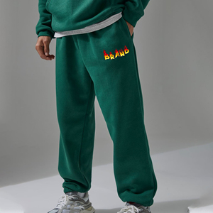 High Quality Custom Washed Casual Stacked Sweatpants Men Side Pockets Solid Color Breathable Eco-Friendly Embroidery Sweatpants - Product Image 4