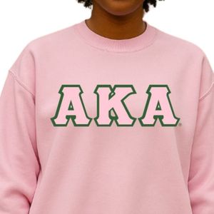 Sudadera Personalizada AKA Pink con Bordado en Sarga, Cuello Redondo, Color Verde Bosque, Unisex, para Hermandades Griegas, OEM ODM - Product Image 2