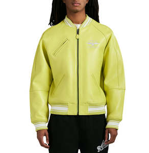 Chaquetas de Cuero Avirex Personalizadas de Alta Calidad para Hombre, Chaqueta de Cuero Avirex Color Amarillo Cordero al por Mayor - Product Image 3