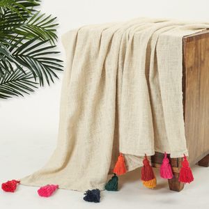 100% Cotton Jacquard Handmade Throw Blanket Classic Collection Fringes 125x150 cm All-Season Bedding Decorative Handmade - Product Image 6