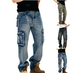 Jeans déchirés Hip-hop pour hommes et femmes, Saison 6, avec longs rubans, style High Street, Grandpa West, décontracté, ample, streetwear - Product Image 3