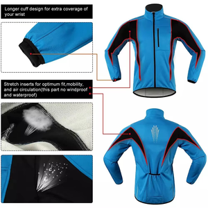 Custom Brand Unisex Blue Windproof <b>Cycling</b> <b>Jacket</b> Full Sleeve Color Blocked 100% Polyester 100g Outdoor Wear - Product Image 5