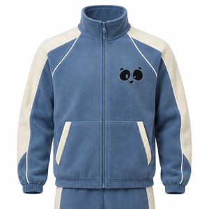 Fleece Tracksuit For Men Custom Casual Activewear Set With Zipper Jacket And Jogging <b>Pants</b> For Fitness Training And Outdoor Wear - Product Image 5