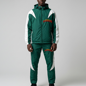 Nouvel ensemble de survêtements OEM pour hommes, coupe-vent 2 pièces en nylon 100% imprimé, style streetwear uni avec patchwork personnalisé et capuche - Product Image 4