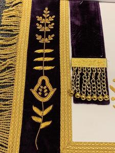 Tablier de Maître Maçon de Luxe de Haute Qualité, Broderie à la Main en Fil d'Or, Cuir Véritable, Épingle de Sûreté, Personnalisable, OEM, Régalia - Product Image 5
