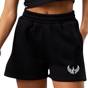 Shorts en molleton noir pour femmes, taille élastique, shorts de sport confortables, vêtements de sport pour l'entraînement, vêtements de sport pour le fitness, vêtements de sport pour le style de vie - Product Image 1