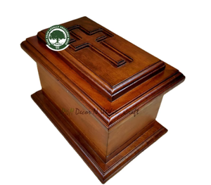 Wood Pet Cremation Urn Rectangle Classical Style Eco-Friendly Cross Design for Human Bone Ashes & Pets - Product Image 3