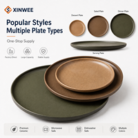 Assiettes à salade en porcelaine aux couleurs Morandi avec logo personnalisé, design moderne, plat peu profond, passe au lave-vaisselle et au micro-ondes, durable pour mariage et maison