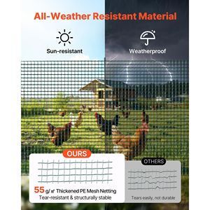 Recinzione Temporanea in Rete Plastica per Giardino 3 x 49,2 FT con Picchetti a Doppia Punta e Pali per Rete con Corde di Rinforzo - Product Image 3