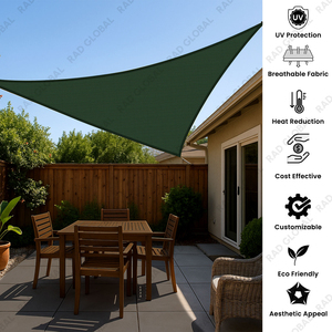 Voile d'ombrage triangulaire vert nuit HDPE, respirante, protection UV, pour jardin, patio, balcon, extérieur - Product Image 2