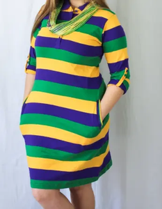 Wholesale Mardi Gras Women Mini Dresses 100% Cotton A-Line Fashion Purple <b>Gold</b> Green Adults Casual Dress Festival <b>Clothes</b> - Product Image 3