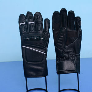 Guantes de Motocicleta Impermeables de Cuero Negro Genuino, Protección Completa para los Dedos, Unisex, Protección para los Nudillos, Aprobados por la CE, para Motociclismo, Esquí y Actividades al Aire Libre - Product Image 1