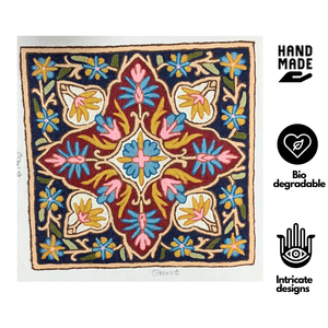 Kashmiri Aari Embroidery Cushion <b>Cover</b> 16x16 Cotton Decorative <b>Throw</b> Pillow Case Wool Thread Handmade Eco Friendly Boho Decor - Product Image 2