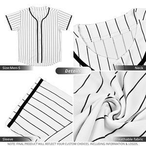 เสื้อเบสบอลลายทางสำหรับผู้ชาย แขนสั้น ติดกระดุมด้านหน้า ระบายอากาศได้ดี ซับเหงื่อ ผลิตจากโพลีเอสเตอร์ ชุดกีฬา - Product Image 4