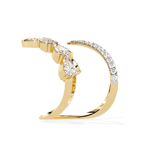 Anillos de Diamantes con Corte Brillante Redondo y Corte Pera, Diseño Hermoso, Anillo de Compromiso, Oro Sólido de 14K, Joyería Fina con Diamantes Cultivados en Laboratorio - Product Image 3