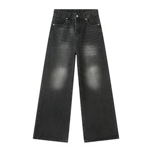 Custom Washed Black Wide Leg Denim Jeans Vintage Loose Fit Baggy Streetwear Pants OEM Manufacturer - Product Image 1