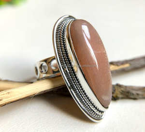 แหวนเงินสเตอร์ลิง925แหวนแฮนด์เมดแหวนพลอยทรงวงรียาวของขวัญสำหรับภรรยาแหวนฝาแหวนโบฮีเมียนสำหรับผู้หญิง - Product Image 3