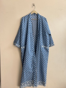 Kimono de Algodón de Manga Larga para Mujer, Estampado, Ropa de Dormir Suave y Transpirable para Verano - Product Image 6