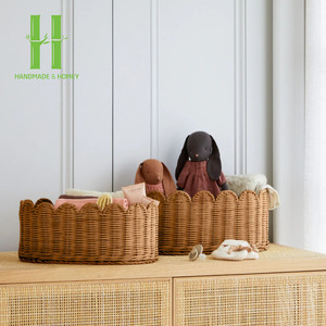 BEST SELLER Eco-Friendly Natural Rattan Modern <b>Stackable</b> Picnic & Home Use Storage <b>Basket</b> Made in Vietnam - Product Image 1