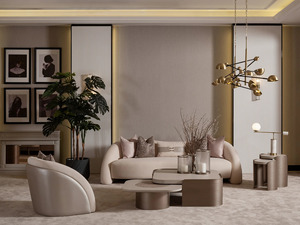 Luxury Solid Teak Wood Living Room Furniture <b>Set</b> Modern Cream Boucle Curved <b>Sofa</b> 3 1 Seater Coffee Table Villa Hotel - Product Image 3