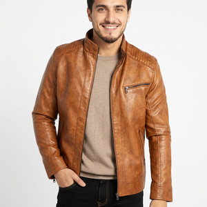 Men's <b>High</b> Quality Lightweight Canvas <b>Leather</b> Jacket for Winter Trendy Stand Collar Fashionable Outdoor <b>Top</b> jacket for men - Product Image 1