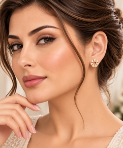 Pendientes de Plata de Ley 925 con Baño de Oro de 18K, Circonita Cúbica Redonda con Engaste de Puntas, para Mujeres y Niñas - Product Image 5