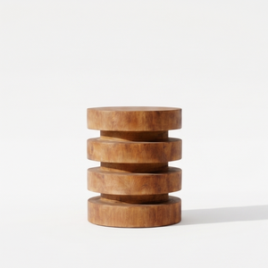 Natural Teak Wood <b>Stool</b> Round Seat Eco-Friendly Modern Design Accent Side Step for Home <b>Office</b> School Cafe Hotel - Product Image 1