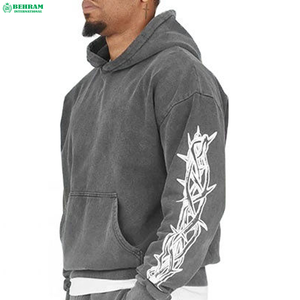 Sudadera con capucha de alta calidad, gruesa, con estampado lavado a la piedra, personalizada para hombre, transpirable, para otoño. - Product Image 2