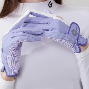 Gants de golf en cuir microfibre violet antidérapants, respirants, avec sangle de poignet réglable, gants de sport unisexes à doigts entiers - Product Image 5