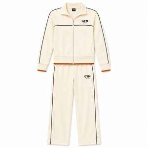 <b>Women</b> for <b>White</b> Hooded Fleece <b>Tracksuit</b> Set Custom Logo Full Zip Sports Jacket Wide Leg Pants 2 Piece Polyester/Cotton - Product Image 5