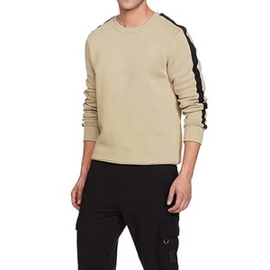 Sweat-shirt à col rond pour homme, beige et noir, à rayures latérales, manches longues, pull décontracté, vêtements d'automne et d'hiver - Product Image 5