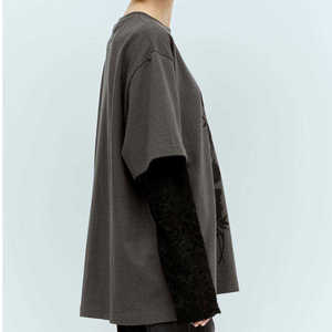Custom Logo Vintage Oversized Layered Graphic <b>T</b>-<b>shirt</b> Streetwear Unisex <b>Floral</b> Print Cotton Tee Drop Shoulder <b>Men</b> Women <b>Shirt</b> - Product Image 2