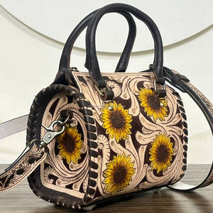 Bolso de Mano Pequeño de Cuero Vacuno de Alta Calidad, Hecho a Mano, para Mujer, Ideal para Gimnasio, Fin de Semana, Viajes y Equipaje - Product Image 5