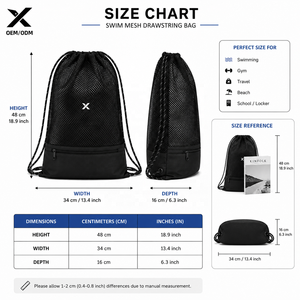 Bolsa de Malla Personalizada X Sports City con Cordón, Transpirable, Impermeable, con Bolsillo para Ropa Mojada, para Deportes, Gimnasio, Playa, Ligera, para Natación - Product Image 6