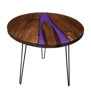 Mesa de Comedor de Madera y Resina Epoxi Hecha a Mano con Base Metálica Resistente, Diseño Decorativo Tradicional y Acabado Brillante - Product Image 3